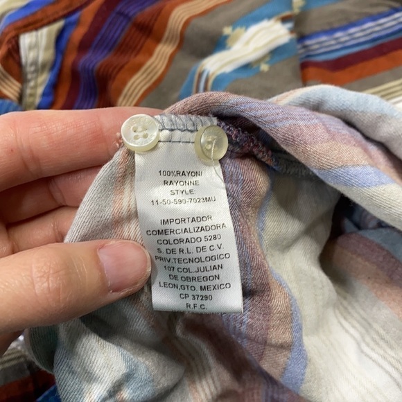 Stetson Serape Southwest Western Rayon Button Up Long Sleeve Blouse Small - Picture 4 of 7